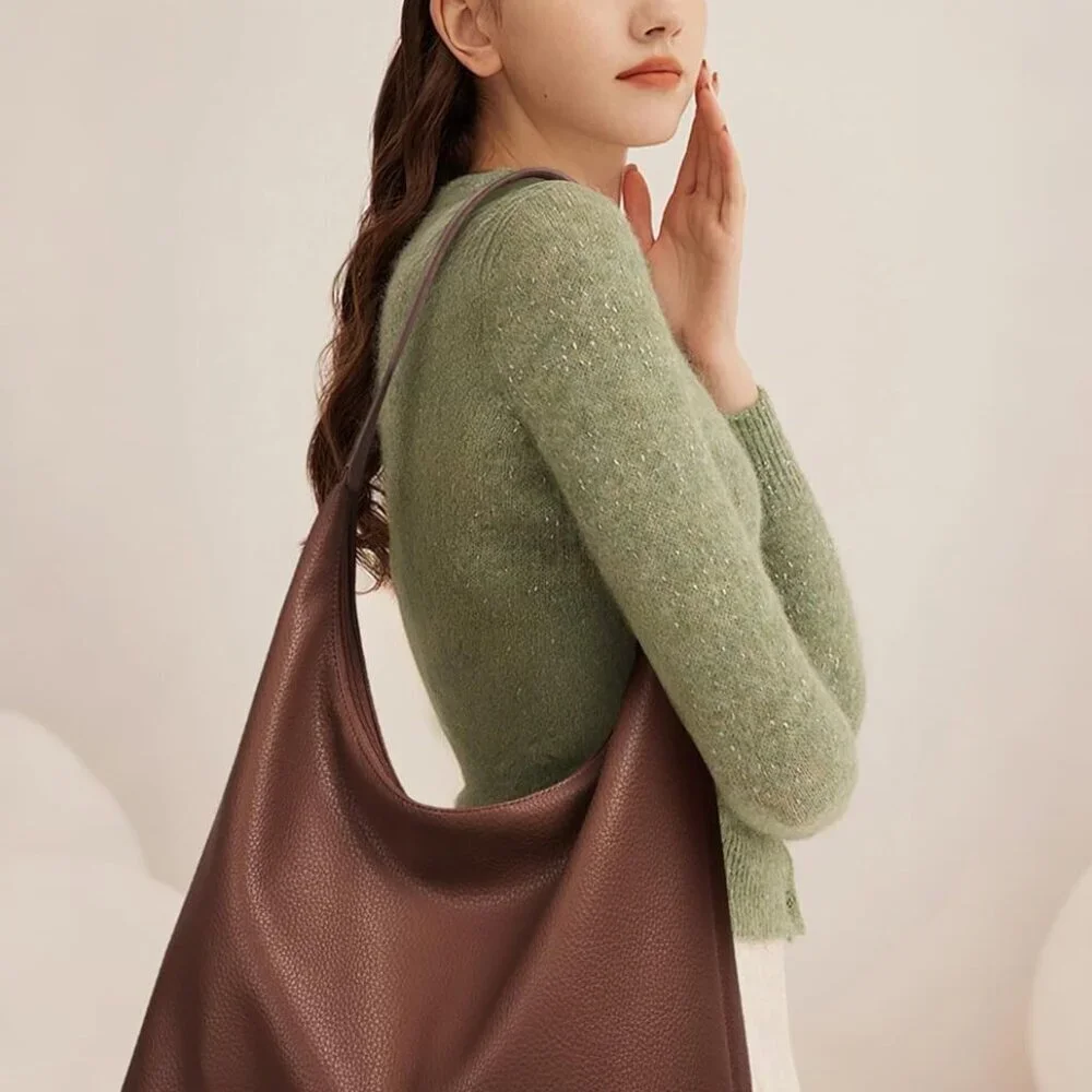 Vegan Leather Tote Bag Large Capacity Work Travel Shoulder Purse
